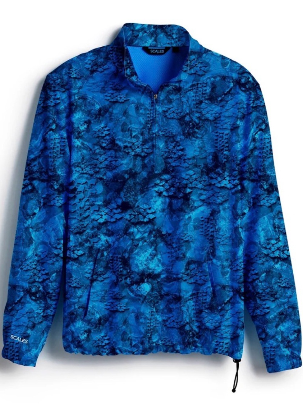 Scales Men's Blue Performance Quarter-Zip Fishing Outdoor Fall Pullover Jacket
